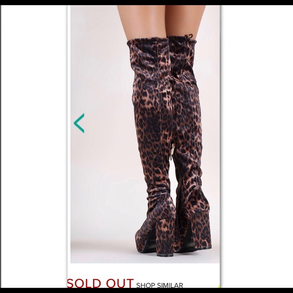 LEOPARD BLOCK HEEL TOGGLE OVER KNEE - Picture 2 of 5